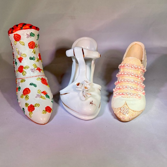 Miniature Collectable Porcelain Shoes Vintage Signed - Picture 14 of 14